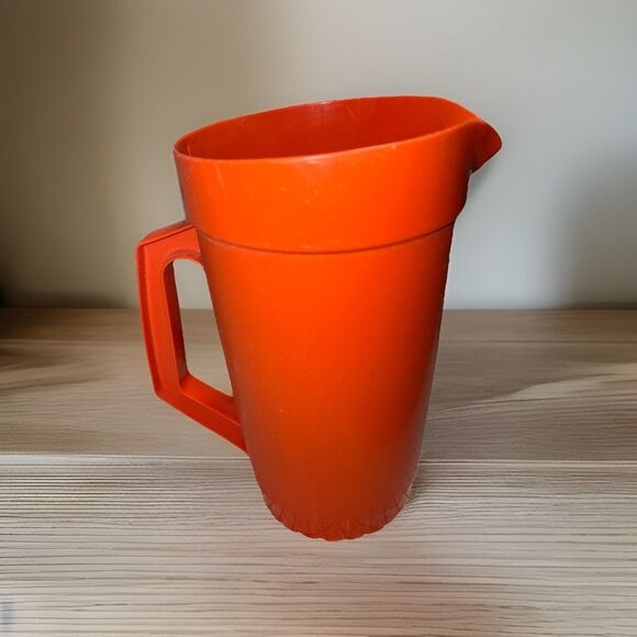 Tupperware Orange 2 Qt Pitcher Push Button 9-008 Vintage 1970's with handle - Picture 7 of 7
